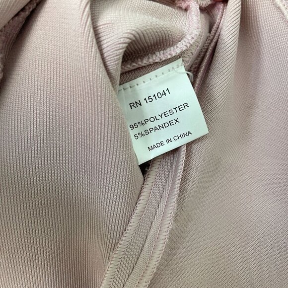 Few Moda Size L Pink One-Shoulder Asymmetrical Ruffle Hem Midi Dress Bodycon - Picture 14 of 15